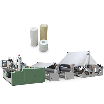 Máquina de remolque de rollos de inodoro totalmente automática línea de producción con unidad de relieve, punto a punto