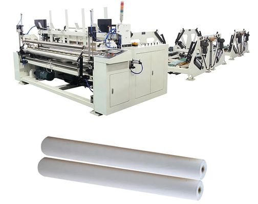 Máquina rebobinadora de papel higiénico de alta eficiencia con PLC y unidad de laminación con pegamento para toallas de cocina