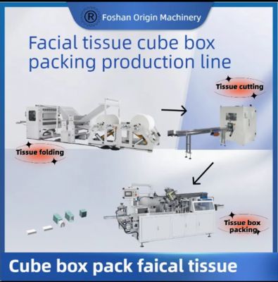Línea de producción de máquinas empacadoras de cajas cúbicas de pañuelos faciales