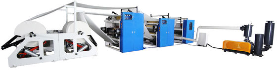 Laminado de pegamento de toalla de cocina de acero a acero Unidad de relieve V Fold Facial Tissue Folding Machine con transferencia automática