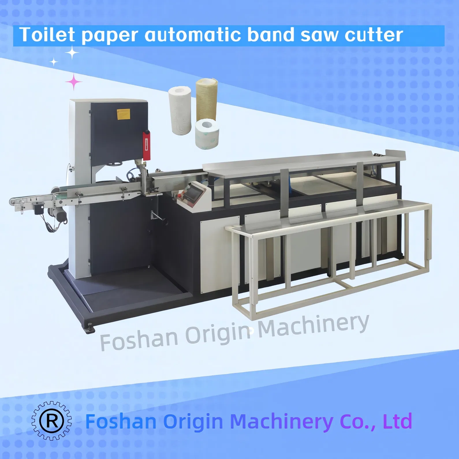 Máquina de línea de producción de rollo de papel higiénico, toallas de cocina, rollo maxi, tejido enrollado múltiple, rebobinado, corte y embalaje 6