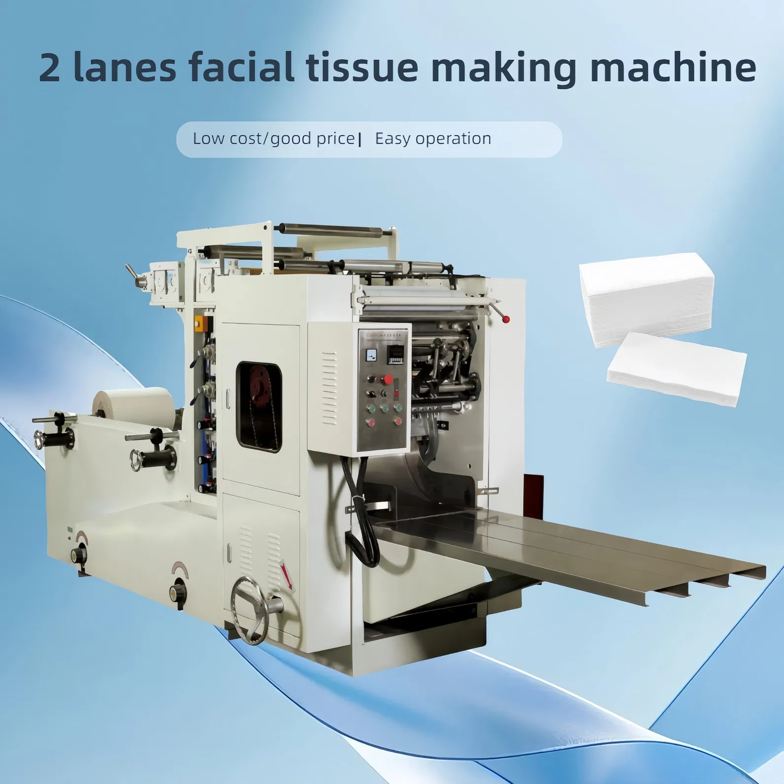 Máquina Económica Manual Pequeña para Fabricación de Pañuelos Faciales de 2/3 Carriles 1